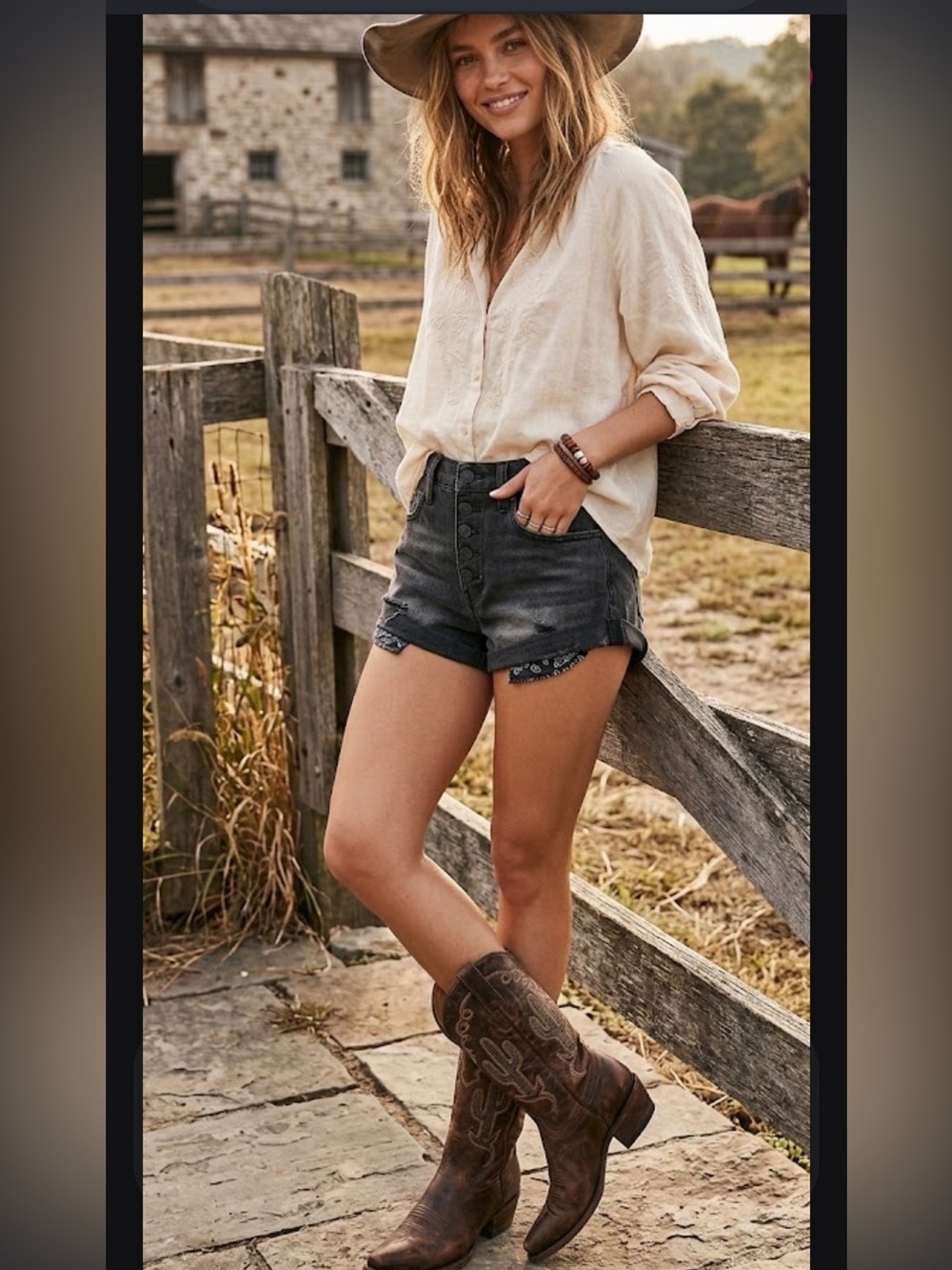Free People Black Distressed High-Rise Denim Shorts